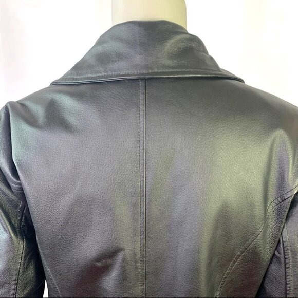 CHEROKEE BLACK LEATHER COAT GENUINE LEATHER JACKET WITH ZIPPER NWOT SIZE SMALL - Picture 4 of 9